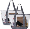 2 Pack Clear Beach Bag, Large Transparent Large Tote Bags Swim Pool Gym Summer Vacation Essentials for Women Men - Gray