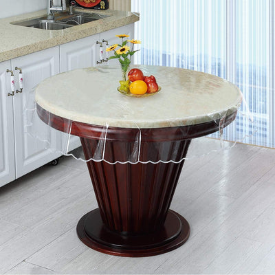 Clear Vinyl Tablecloth Protector Water Proof Dining Room Plastic Transparent Table Cover-52 Round